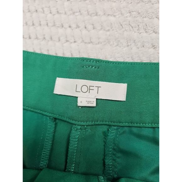 Loft Pants Womens 6 The Peyton Trouser Pleated Wide Leg Green - Picture 6 of 10